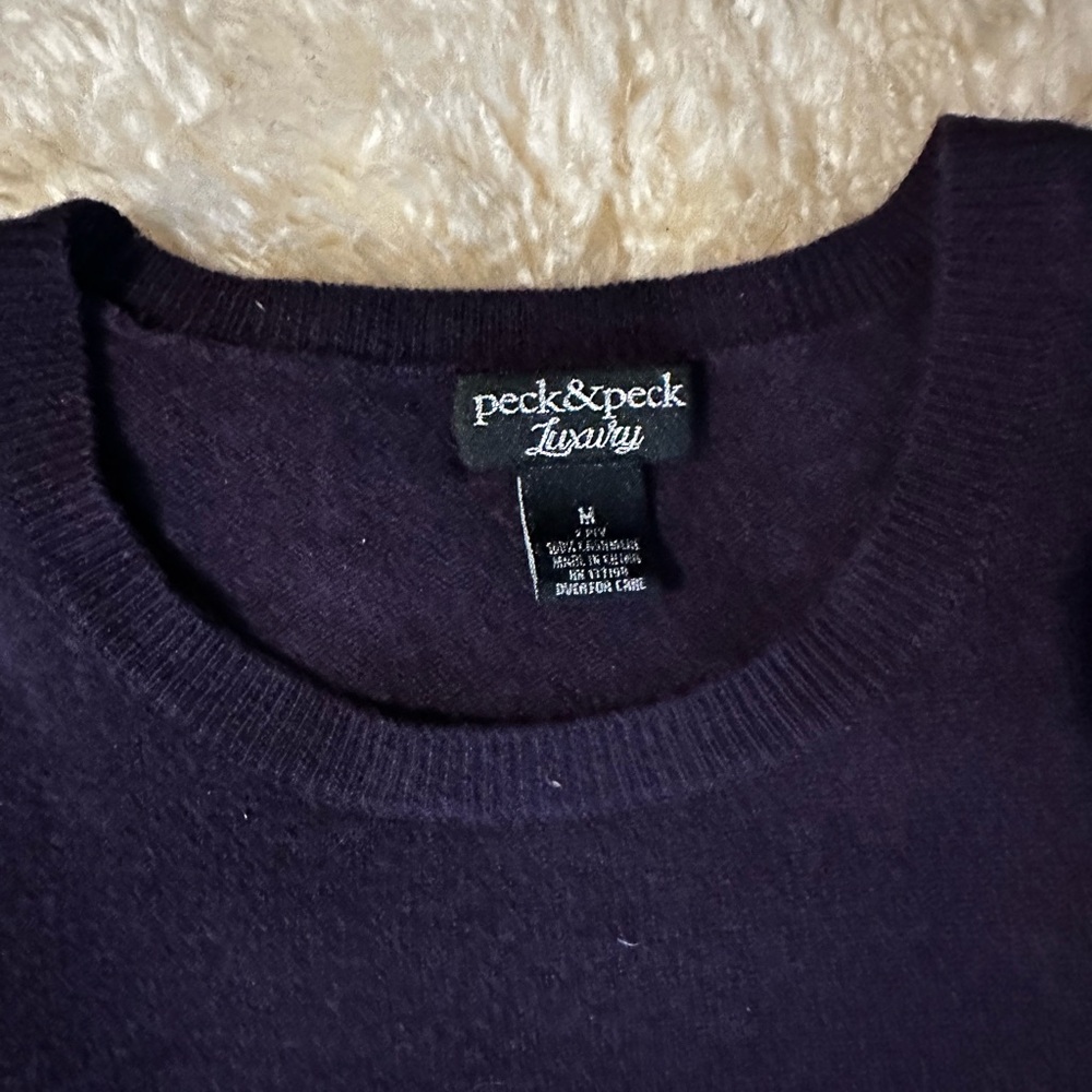 Peck & Peck luxury Dark Plum Cold-Shoulder Sweater - Picture 2 of 5